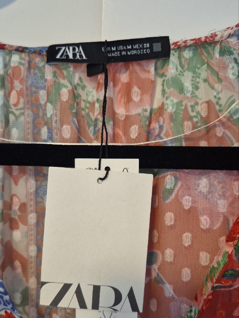 NWT Zara Floral Patchwork Boho Maxi D Multicolor V-Neck Tiered Dress - M - Picture 5 of 14